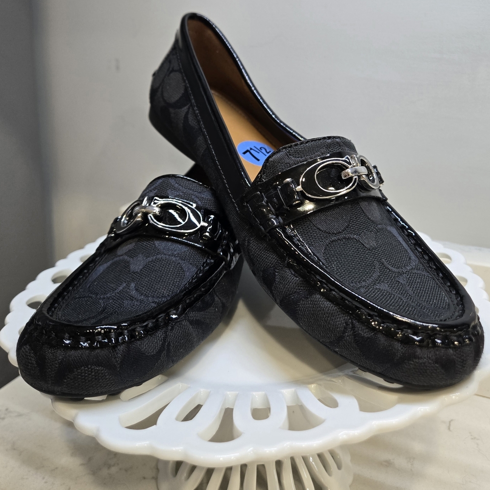 Coach "Fortunata" Black Loafers With Patent Leather Detail.  New With Tags. - Picture 4 of 10